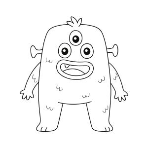 ?Coloriage d'un monstre poilu à imprimer avec Tête à modeler