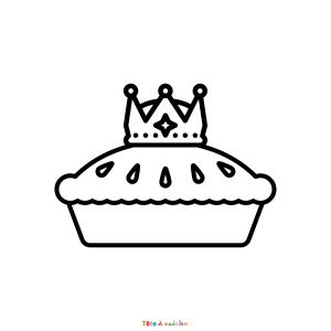 Coloriage d'une tourte et la couronne à imprimer avec Tête à modeler