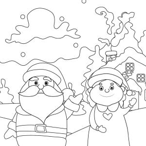 Coloriage Mère Noël facile