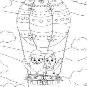 Coloriage de la Mère Noël avec le Père Noël
