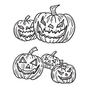 Coloriage de citrouilles effrayantes à imprimer avec Tête à modeler copie