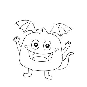 ?Coloriage d'un monstre chauve-souris à imprimer avec Tête à modeler