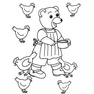 Maman Ourse nourrit les poules