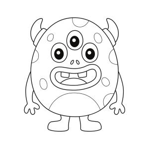 ?Coloriage d'un monstre à 3 yeux à imprimer avec Tête à modeler