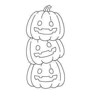 Coloriage de 3 citrouilles empilées à imprimer avec Tête à modele