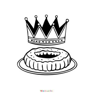 Coloriage d'une couronne sur une galette à imprimer avec Tête à modeler