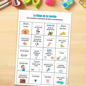 Le jeu du bingo de la rentrée scolaire pour animer la classe le jour J et faciliter les présentations