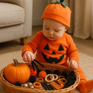 Panier à trésors Halloween : créez une expérience sensorielle magique pour votre bébé