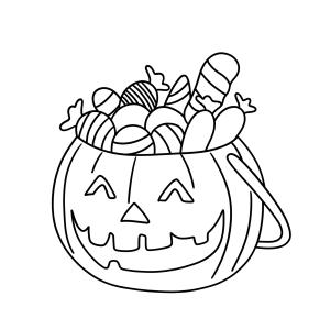 Coloriage d'un seau de bonbons citrouille