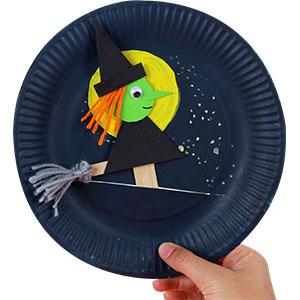 Une sorcière en assiette en carton | Tuto Halloween | Tête à modeler
