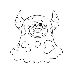 ?Coloriage d'un monstre à cornes à imprimer avec Tête à modeler