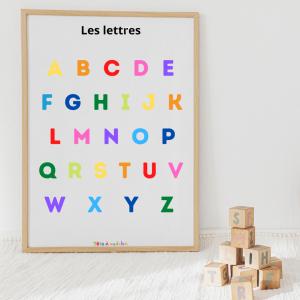 L'affiche des lettres de l'alphabet est à imprimer gratuitement afin de la proposer aux enfants. ls pourront ainsi en apprendre plus sur les lettres et sur l'alphabet. Ils aimeront sans doute utiliser