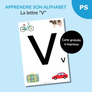 Reconnaître l’alphabet : la lettre V – Carte à imprimer (Petite section)