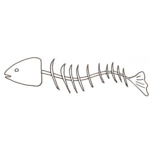 Dessin d'une arête de poisson ondulante à colorier - un coloriage sur le poisson