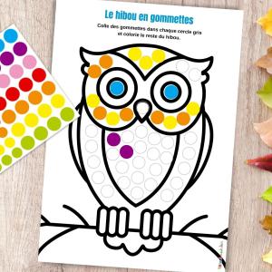 L'hibou à gommettes : une activité pour les maternelles à imprimer gratuitement