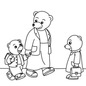 Un coloriage de Petit Ours Brun va à l'école