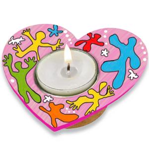Bougeoir cœur à la manière de Keith Haring