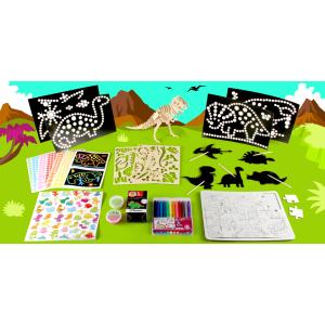 Voici la box dinosaure de Créabul. Une box tout en un pour animer un goûter sur le thème des dinosaures avec les enfants.