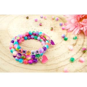 Bracelets "AMOUR" perles arc-en- ciel
