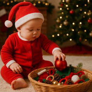 Panier à trésors de Noël : une activité sensorielle pour bébé