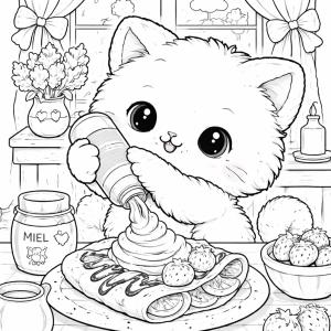 Coloriage petit chat gourmand