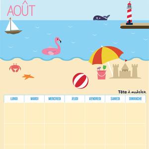 Le calendrier perpétuel du mois d'Août à télécharger et à imprimer gratuitement