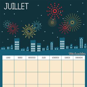 Le calendrier perpétuel du mois de juillet à télécharger et à imprimer gratuitement