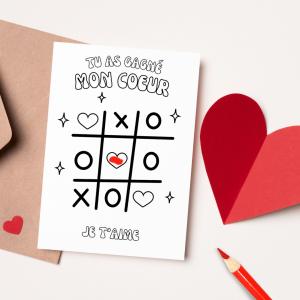 Carte à colorier Tu as gagné mon coeur