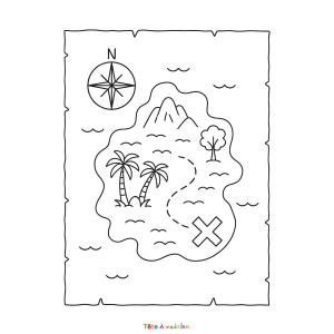Imprime facilement cette carte au trésor en PDF pour une activité de coloriage ludique et créative.