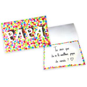 Fabriquez une superbe carte confettis qui renferme un message trop mignon pour la fête des pères !Une idée de cadeau que les enfants vont adorer fabriquer puisqu'ils vont pouvoir peindre avec le
