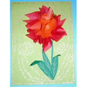 Carte fleur réalisée avec du papier de soie. rapide et facile à faire elle produit beaucoup d'effet.