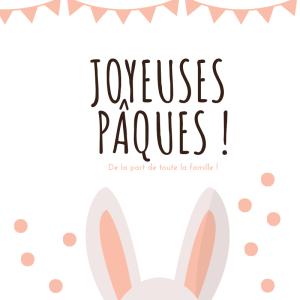 Carte Joyeuses Pâques avec de belles oreilles de lapin à imprimer gratuitement pour l'envoyer à la famille et aux amis afin de leur souhaiter de passer de joyeuses Pâques. Imprimez la carte sur du pap
