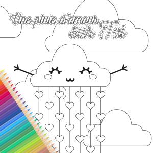 Une jolie carte pluie d'amour est gratuite, à imprimer, colorier, compléter et à offrir à sa famille et ses amis pour la Saint Valentin. Cette jolie carte sera un cadeau parfait pour la Saint valentin