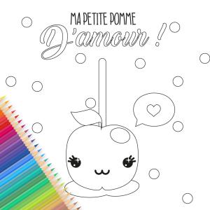 Une jolie carte pomme d'amour est gratuite, à imprimer, colorier, compléter et à offrir à sa famille et ses amis pour la Saint Valentin. Cette jolie carte sera un cadeau parfait pour la Saint valentin