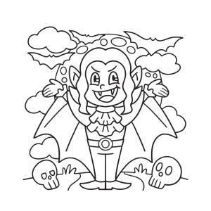 Coloriage d'un vampire facile à imprimer avec Tête à modeler