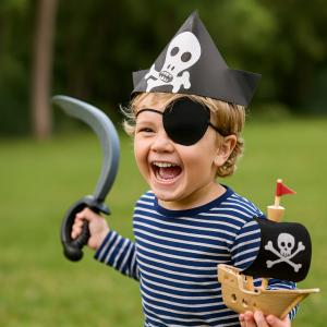 La chapeau pirate est l'accessoire indispensable pour compléter un parfait déguisement pirate pour vos moussaillons. Retrouvez une activité très simple et très rapide pour fabriquer le vôtre en un cli
