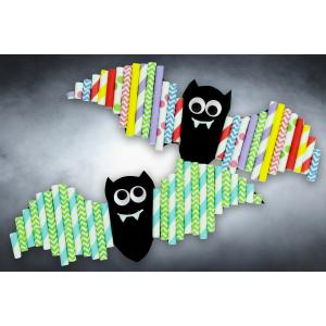 Un petit bricolage facile et rapide pour Halloween ça vous tente ? Alors prenez un peu de papier, des pailles en carton, colle et ciseaux afin de fabriquer des chauves-souris colorées. Les enfants von