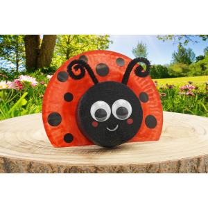 Coccinelle avec une assiette en carton