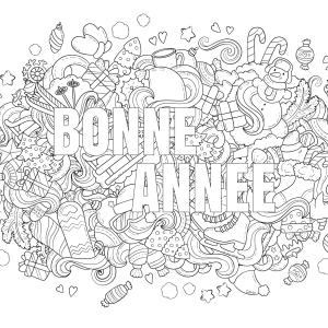 Un coloriage de bonne année à imprimer gratuitement pour le Nouvel an. Des jolis dessins pour souhaiter bonne année aux personnes que vous aimez.