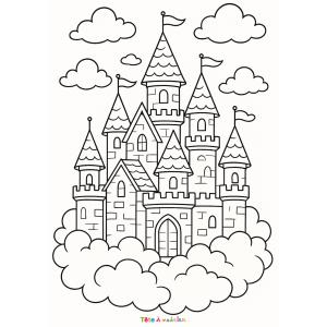 Coloriage châteaux de prince et princesse