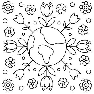 Retrouvez un coloriage sur l'écologie et imprimez un dessin gratuitement pour un atelier sur l'environnement ou pour la journée mondiale de la terre - Page 01