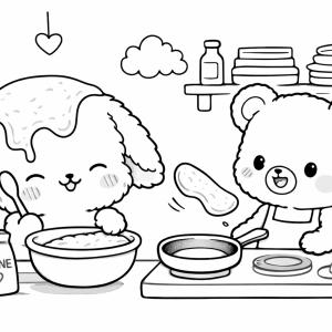Imprimer le coloriage de la crèpe sur la tête - Un coloriage de la Chandeleur : pas facile de faire sauter les crêpes sans en prendre une sur la tête !
