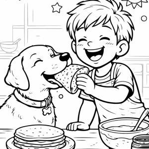 Coloriage de la dame qui fait les crêpes