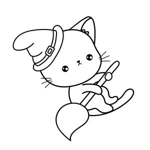 Coloriage d'un chat sorcier à imprimer avec Tête à modeler