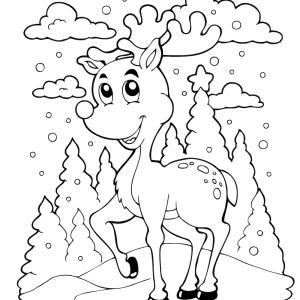 Coloriage d'un cerf en hiver