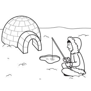 Imprimez votre coloriage d'igloo ou d'inuits gratuitement et proposez à votre enfant un joli coloriage sur le thème de la banquise et de l'hiver. Page 02
