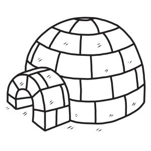 Imprimez votre coloriage d'igloo ou d'Inuits gratuitement et proposez à votre enfant un joli coloriage sur le thème de la banquise et de l'hiver. Page 05