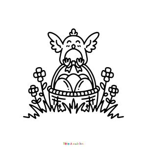 Retrouvez le coloriage d'une poule de Pâques adorable et  imprimez aux enfants un joli dessin pour les fêtes