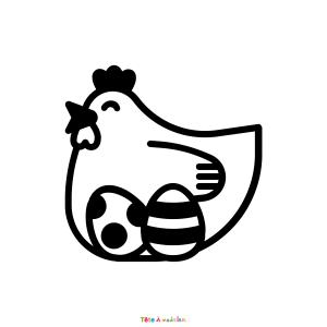 Retrouvez le coloriage d'une poule de Pâques maternelle et imprimez aux enfants un joli dessin pour le printemps