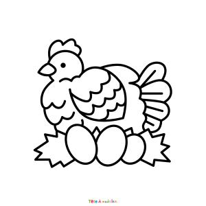 Retrouvez le Coloriage d'une poule de Pâques simple et imprimez aux enfants un joli dessin pour le printemps